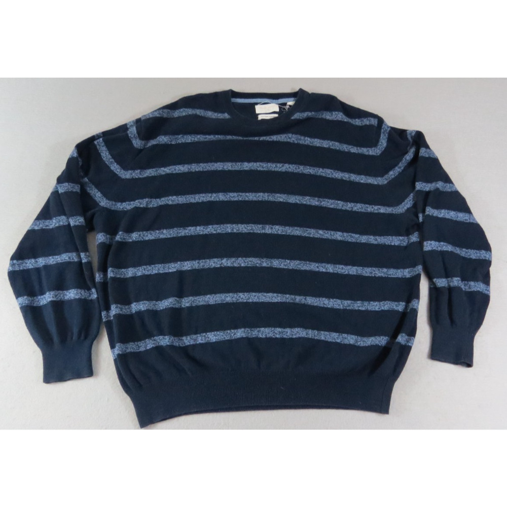Weatherproof Cotton Cashmere Knit Stripped Vintage Inspired Sweater Men's Lg